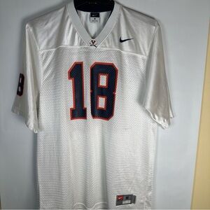 Nike UVA Men’s White Football Jersey with Navy/Orange Number 18 Size Medium